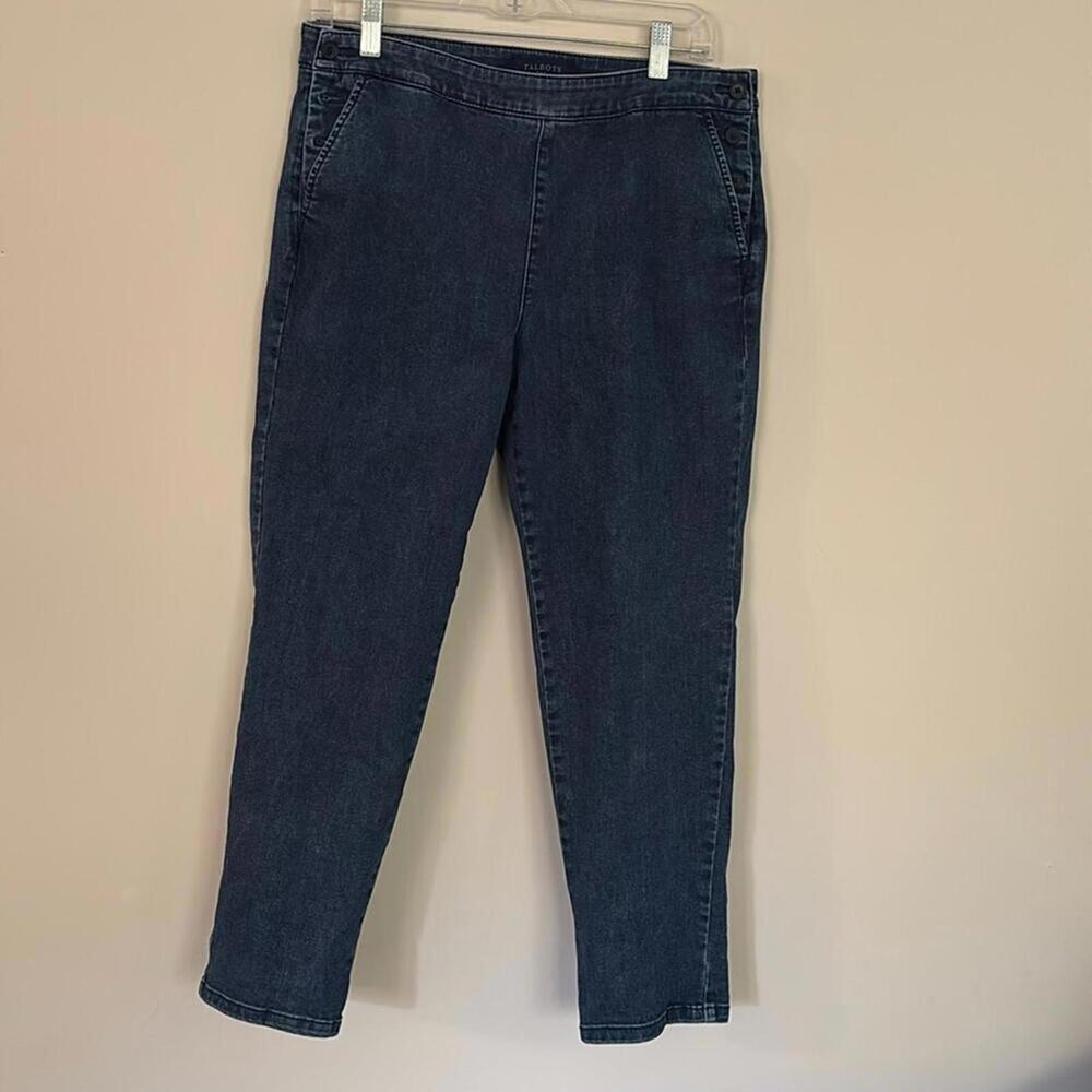 Talbots Petite Blue Slight Stretch Button Up Denim Jeans Basic Capsule Minimal